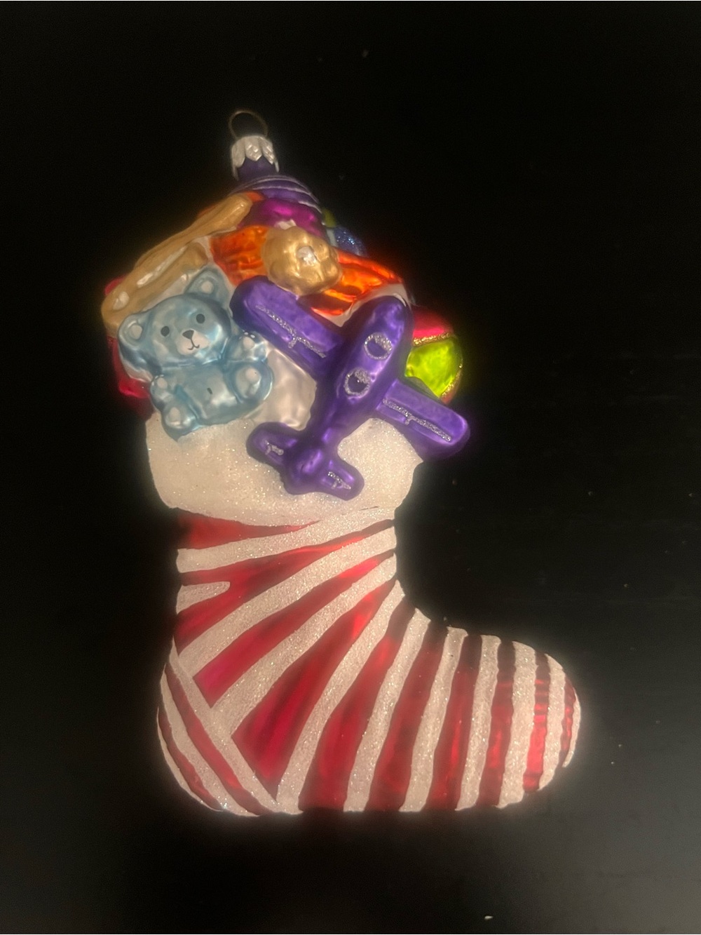 Vintage Christopher Radko “Put the Loot in the Boot” Glass Stocking Ornament